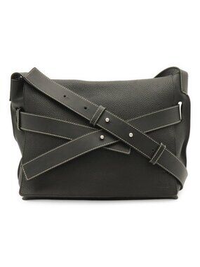 Loewe Anagram Belt Collection Messenger Shoulder Bag Leather Black Silver